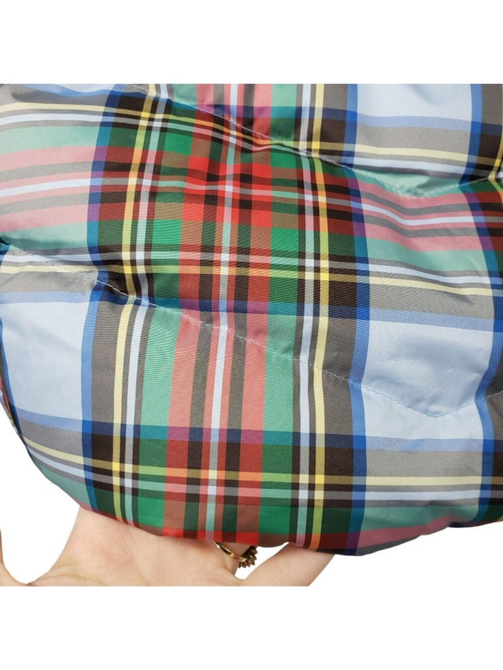 Lands End Blue Green Red Tartan Plaid Womens 1X Puffer Vest Fall Winter Holiday - Picture 10 of 10